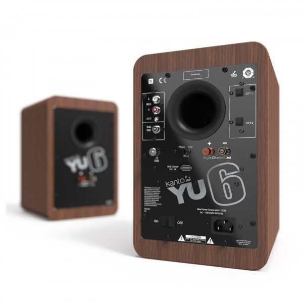 Kanto YU6 Powered Bookshelf Speakers With Bluetooth Walnut