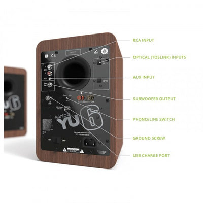 Kanto YU6 Powered Bookshelf Speakers With Bluetooth Walnut