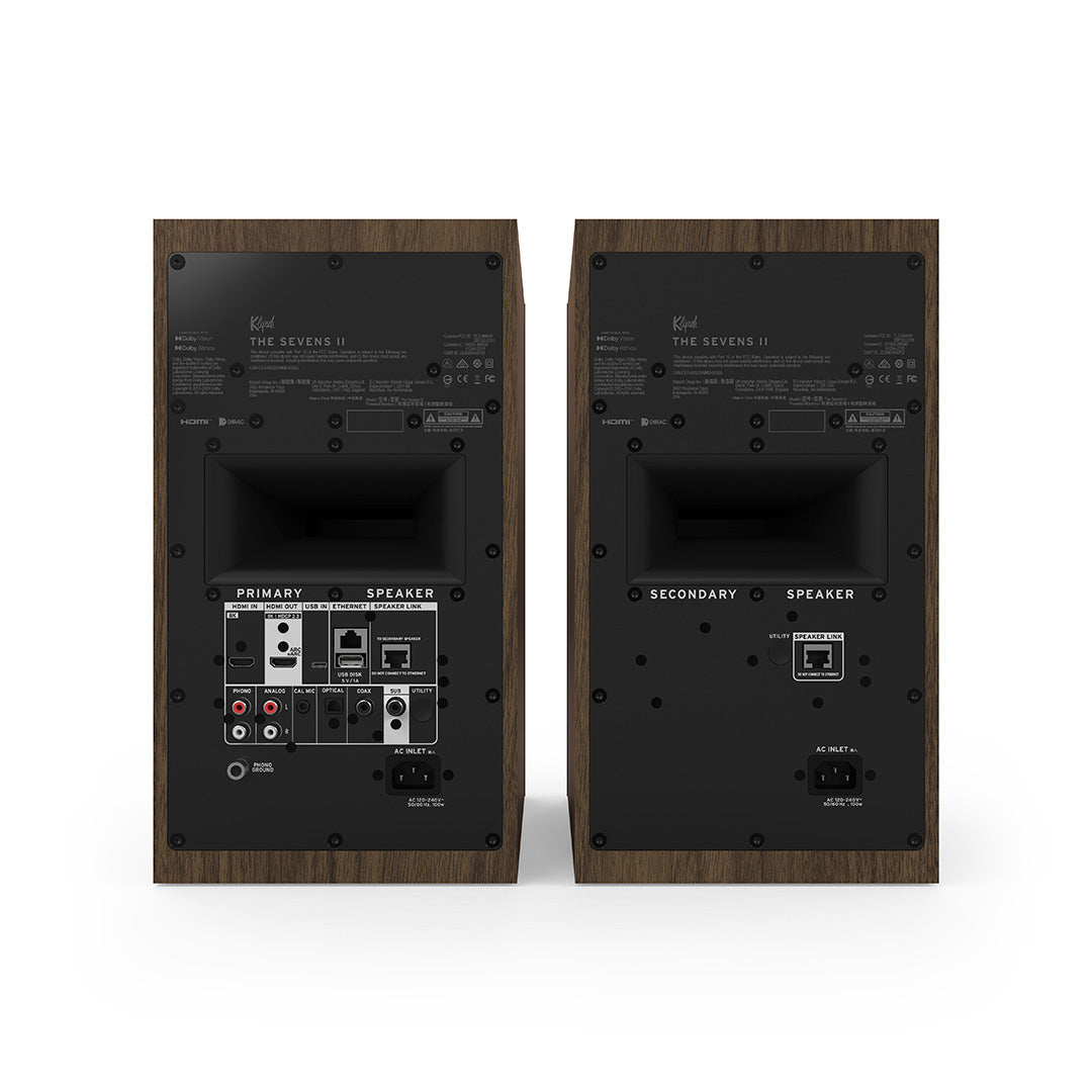 Klipsch The Sevens II Active Bookshelf Speakers Walnut
