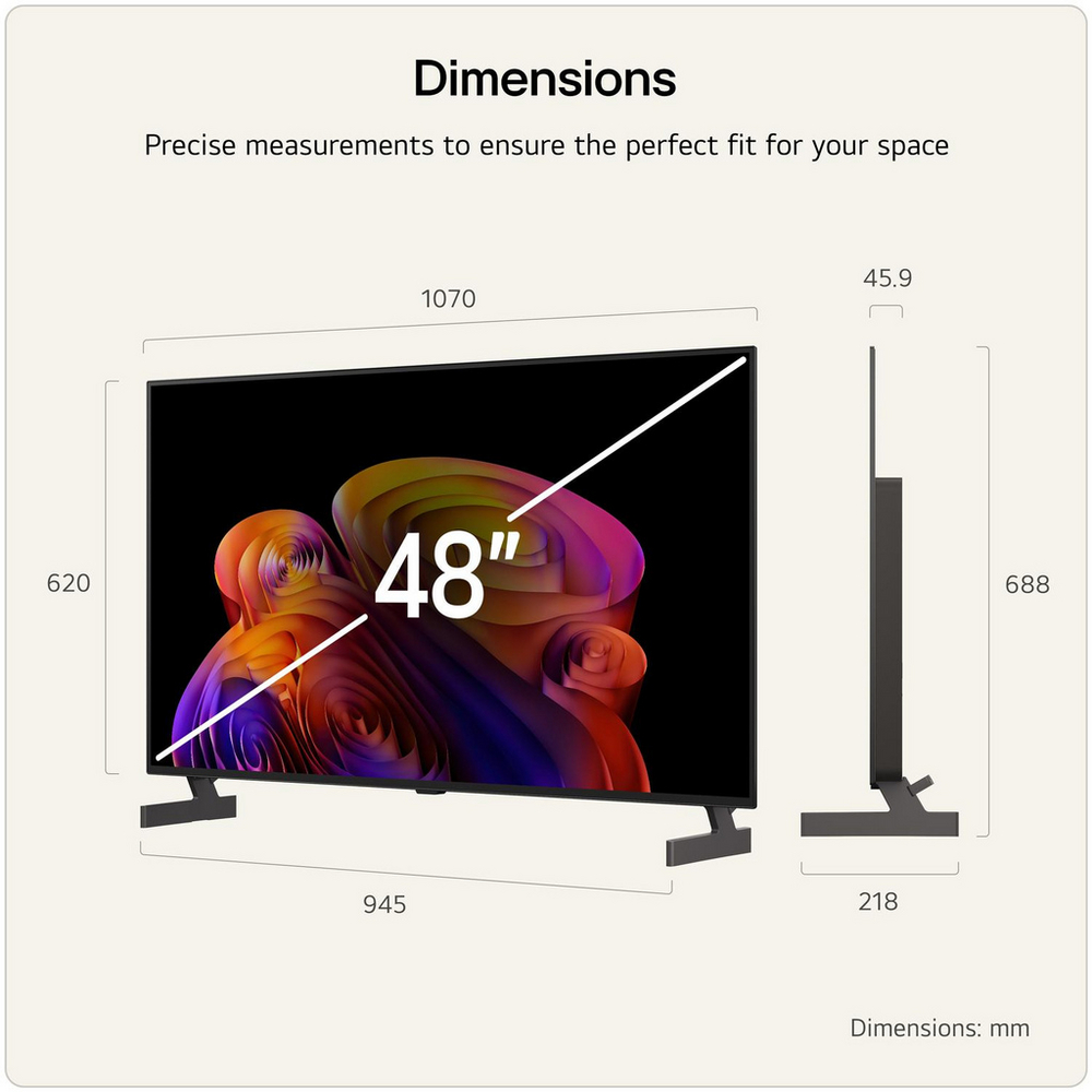 LG OLED48B6ELC 48 Inch OLED AI B6 4K Ultra HD HDR Smart TV 2026