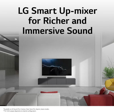 LG USE6S 3.0ch Bluetooth WiFi All In One Soundbar with High Resolution Audio Dolby Atmos and DTS:X Black