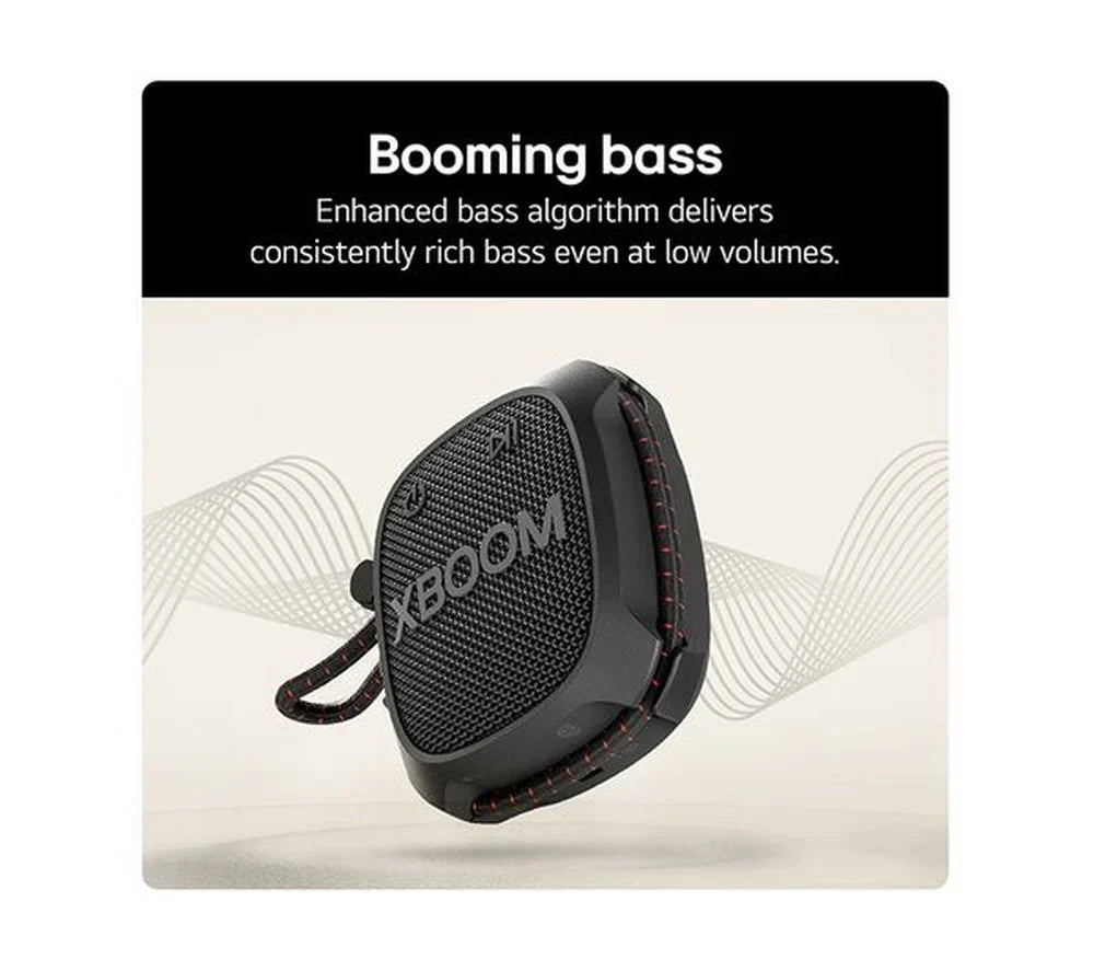 LG XG2T xboom Go Portable Wireless Speaker with Bluetooth Military Grade - Black