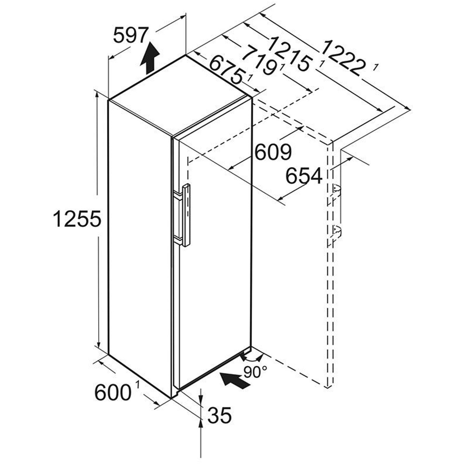 Liebherr Prime FNB425I 60cm 160L Frost Free Freestanding Upright Tall Freezer White