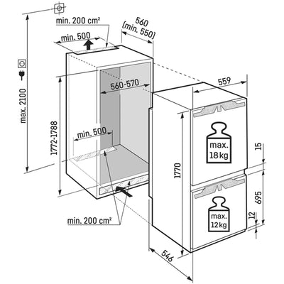 Liebherr Pure ICNC5103 Fully Integrated fridge-freezer with EasyFresh and NoFrost