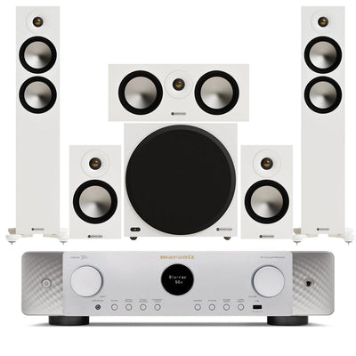 Marantz CINEMA 70s 7.2 Channel AV Receiver Silver with Monitor Audio Bronze 300 7G 5.1 Speaker Package White