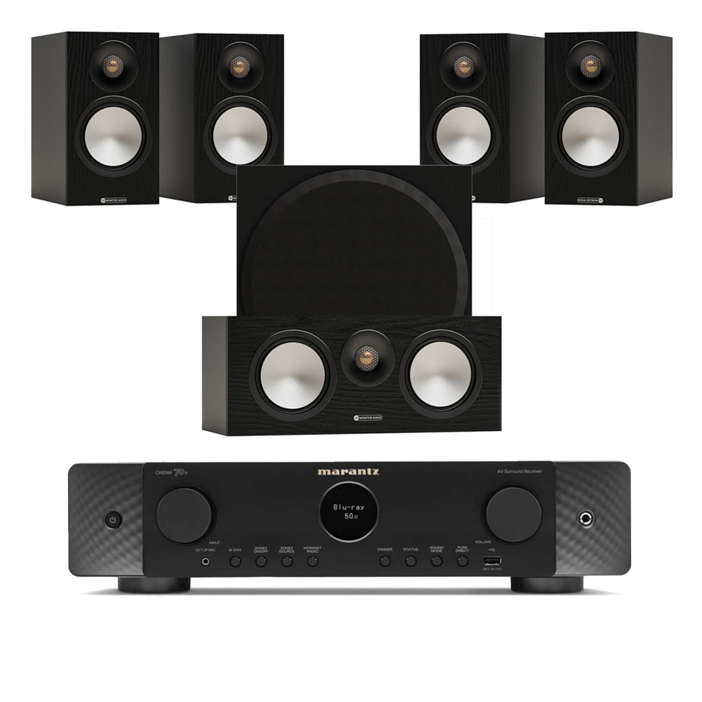 Marantz CINEMA 70s 7.2 Channel AV Receiver with Monitor Audio Bronze 50 7G 5.1 Speaker Package - Black
