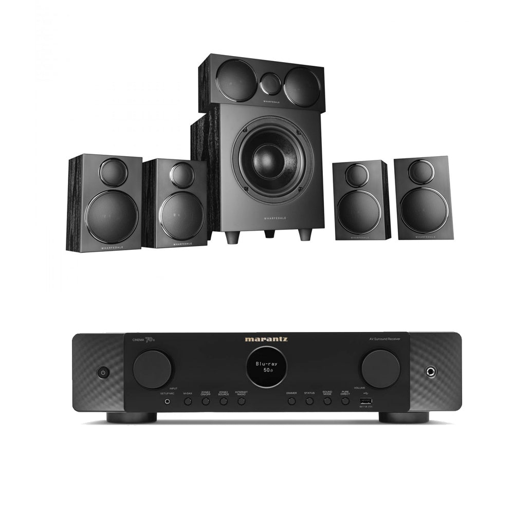 Marantz Cinema 70S Black AV Receiver With Wharfedale DX3 HCP 7.1 Speaker Package Black
