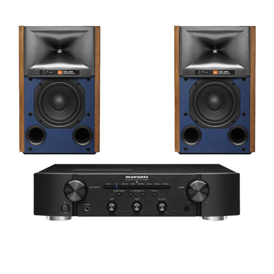 Marantz PM6007 Integrated Amplifier Black with JBL 4309 Studio Monitor Bookshelf Speakers Walnut Pair