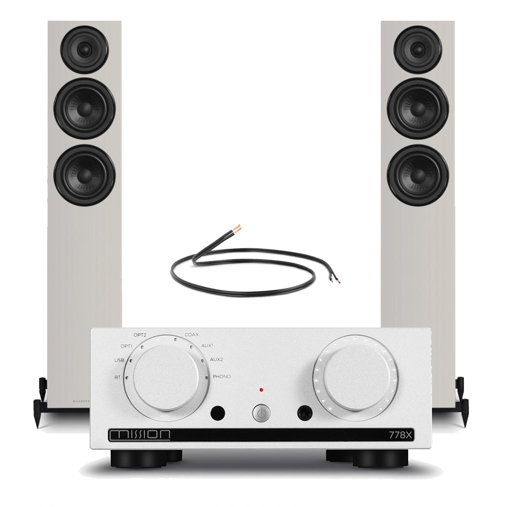 Mission 778X Integrated Amplifier Silver with Wharfedale Diamond 12.3i Floorstanding Speakers Grey Pair Hifi Package