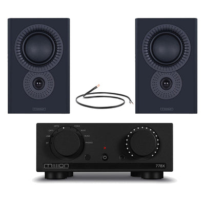 Mission 778X Integrated Amplifier with LX-2 MKII Bookshelf Speakers Pair HiFi Package - Black