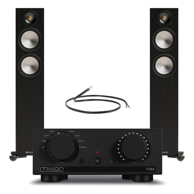 Mission 778X Integrated Amplifier with Monitor Audio Bronze 300 7G Floorstanding Speakers Pair HiFi Package - Black
