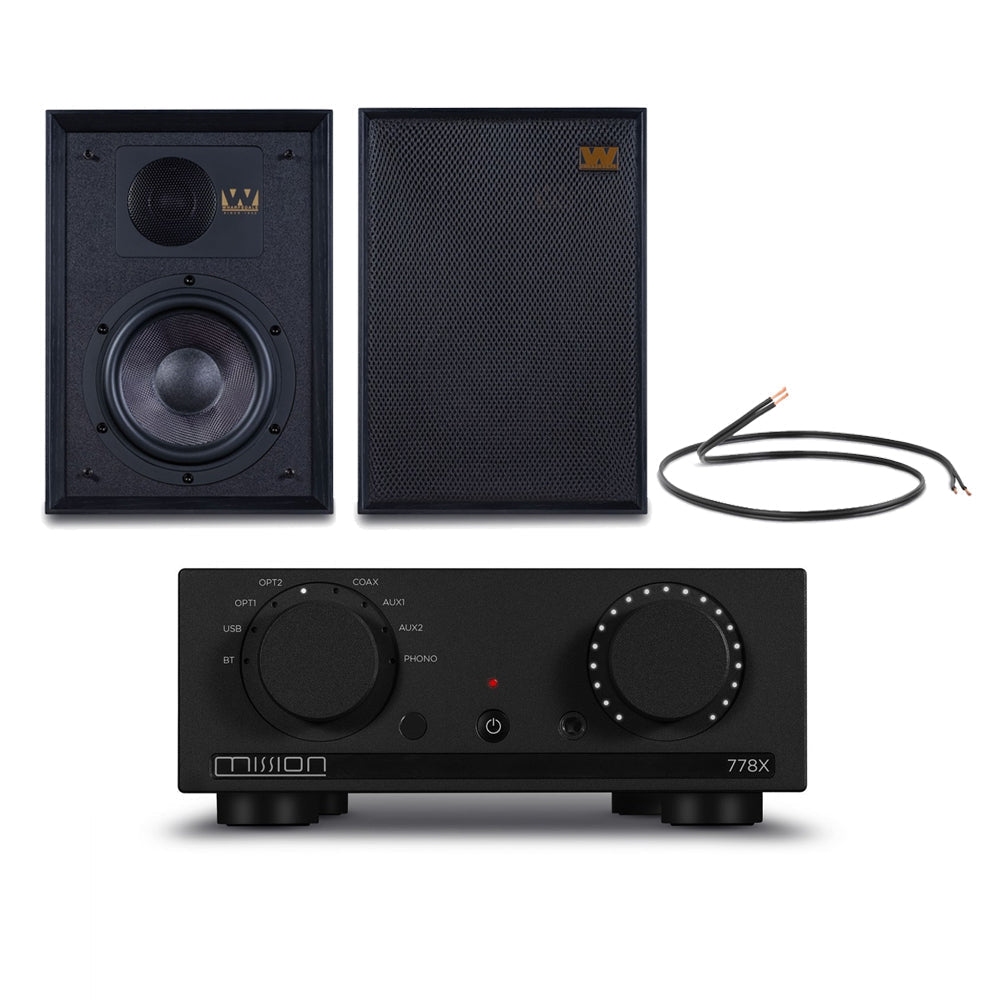 Mission 778X Integrated Amplifier with Wharfedale Denton 85 Bookshelf Speakers HiFi Package - Black
