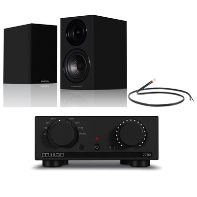 Mission 778X Integrated Amplifier with Wharfedale Diamond 12.2i Bookshelf Speakers Pair Hifi Package - Black