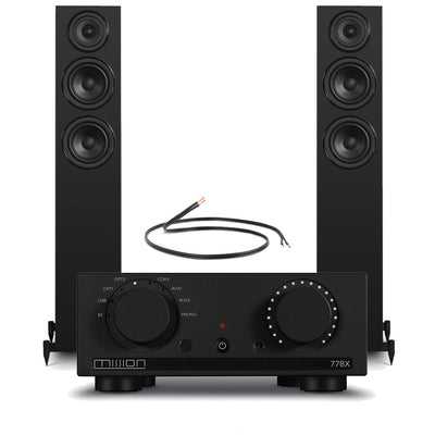 Mission 778X Integrated Amplifier with Wharfedale Diamond 12.3i Floorstanding Speakers Pair Hifi Package - Black