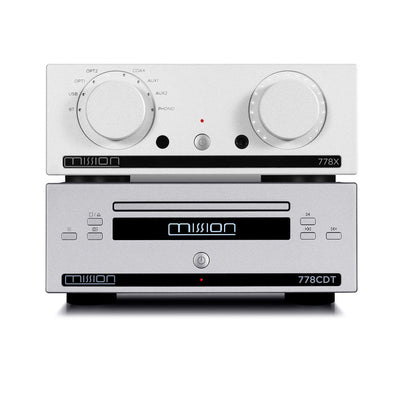 Mission 778X Stereo Amplifier and 778CDT CD Transport HiFi Bundle - Silver