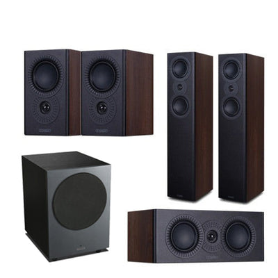Mission LX MKII 5.1 Speaker Package Walnut (Black Subwoofer)
