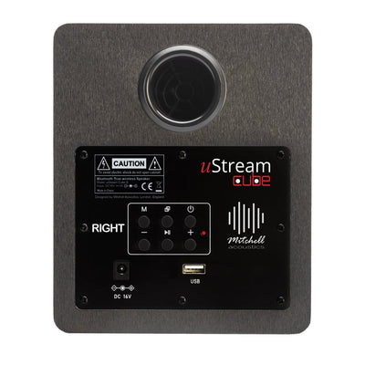 Mitchell Acoustics uStream Cube Hi-Fi Wireless Active Bookshelf Speakers Pair Black