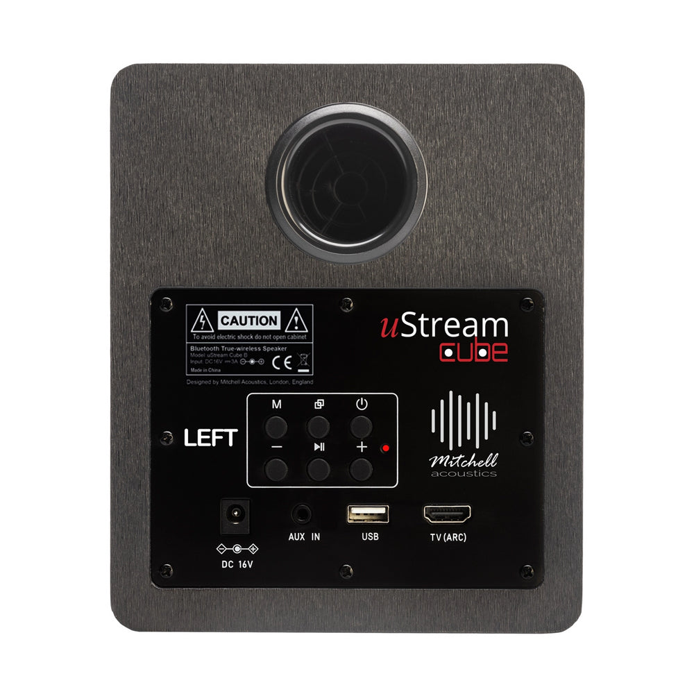 Mitchell Acoustics uStream Cube Hi-Fi Wireless Active Bookshelf Speakers Pair Black