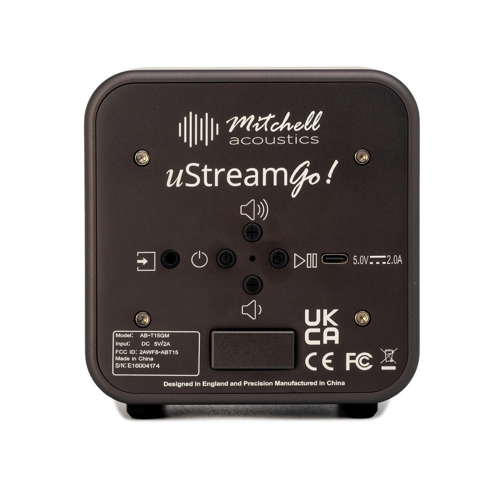 Mitchell Acoustics uStream GO Portable Active Stereo Wireless Speakers Pair - Gun Metal Grey