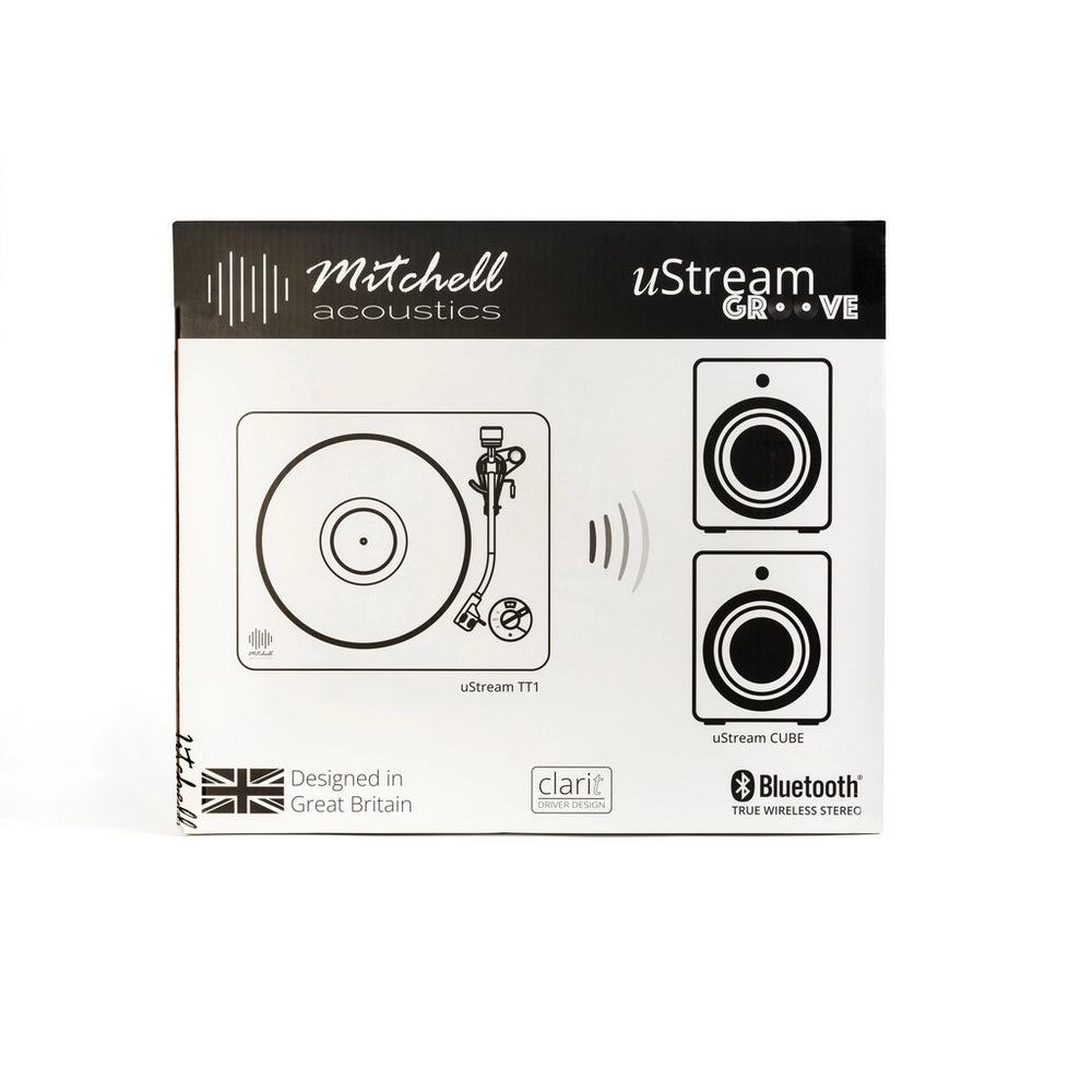 Mitchell Acoustics uStream Groove Turntable & True Wireless Speakers Pair HiFi Package
