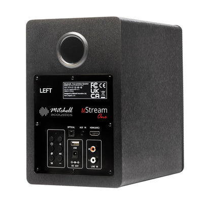 Mitchell Acoustics uStream One Active Stereo Wireless Bookshelf Speakers Pair Black