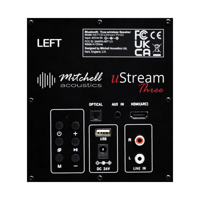 Mitchell Acoustics uStream Three Active Stereo Wireless Bookshelf Speakers Pair Black