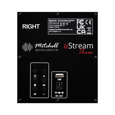 Mitchell Acoustics uStream Three Active Stereo Wireless Bookshelf Speakers Pair Black