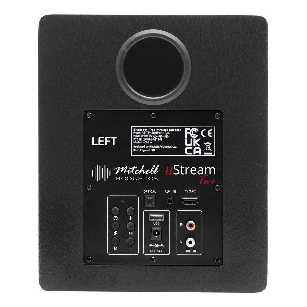Mitchell Acoustics uStream Two Active Stereo Wireless Bookshelf Speakers Pair Black