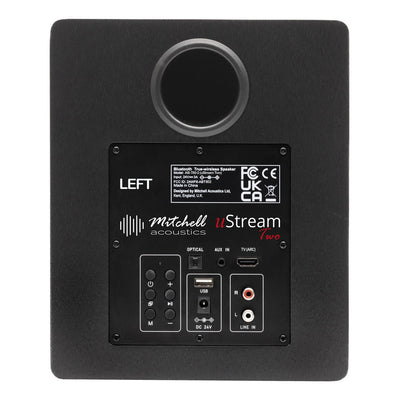 Mitchell Acoustics uStream Two Active Stereo Wireless Bookshelf Speakers Pair Black