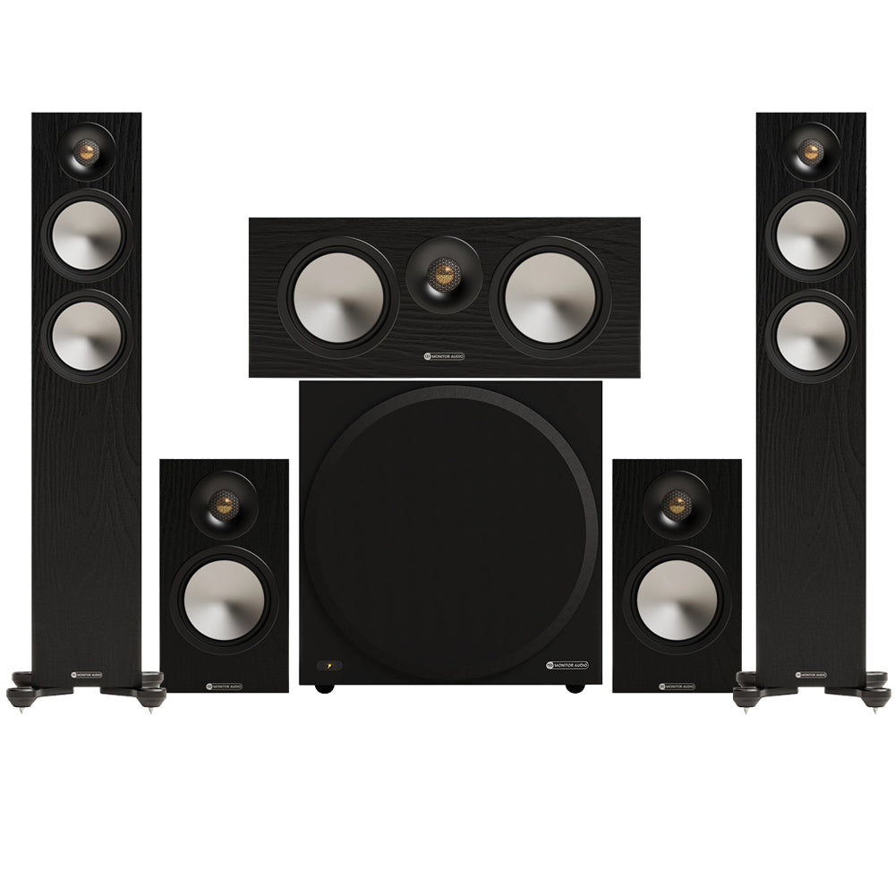 Monitor Audio Bronze 300 7G 5.1 Floorstanding & Bronze 50 Bookshelf Speaker Bundle – Black