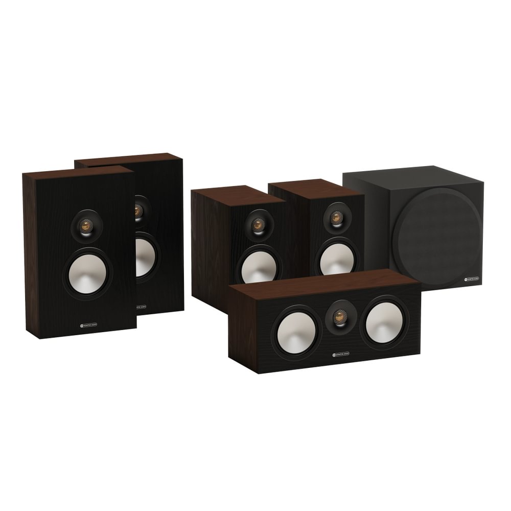 Monitor Audio Bronze 50 and On-Wall 7G 5.1 Home Cinema Speakers Package Walnut