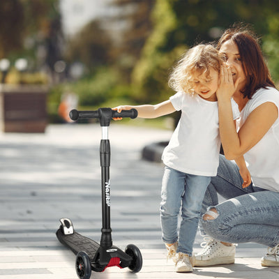 Garvee Kids 3 Wheel Kick Scooter for Boys & Girls Ages 3-10, Adjustable Handlebar, Lightweight Aluminum, Non-Slip Deck, Pink, Outdoor Play - Black