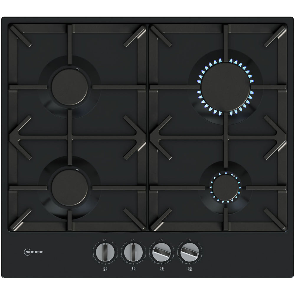 Neff T26CIP8S0 N70 Flame Select 60cm Black Enamel Gas Hob
