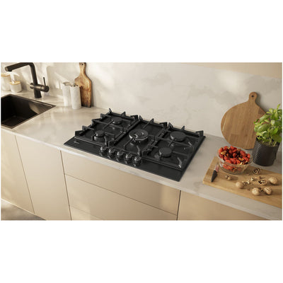 Neff T27CIQ8S0 N70 Flame Select 75cm Black Enamel Gas Hob