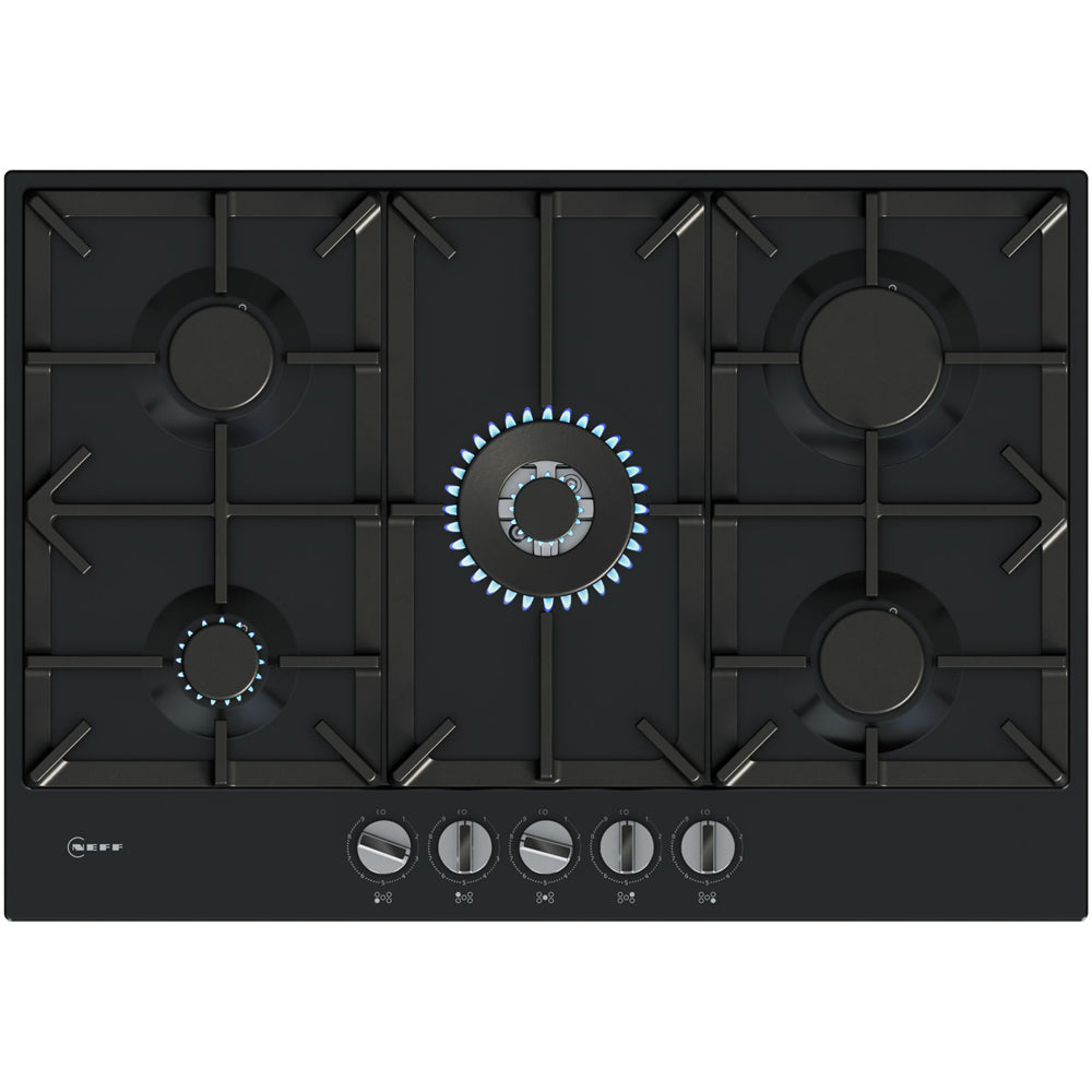 Neff T27CIQ8S0 N70 Flame Select 75cm Black Enamel Gas Hob