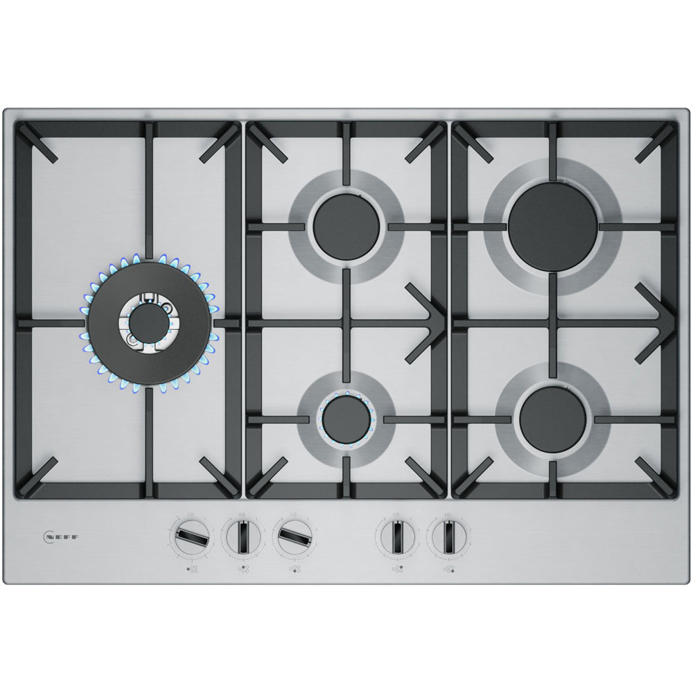 Neff T27CIS8N0 N70 Falme Slelect 75cm Stainless Steel Gas Hob