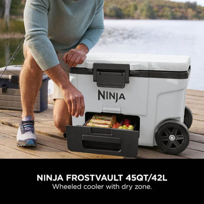 Ninja FB245UKWH FrostVault 45QT 42L Wheeled Cooler with Dry Zone Cloud White
