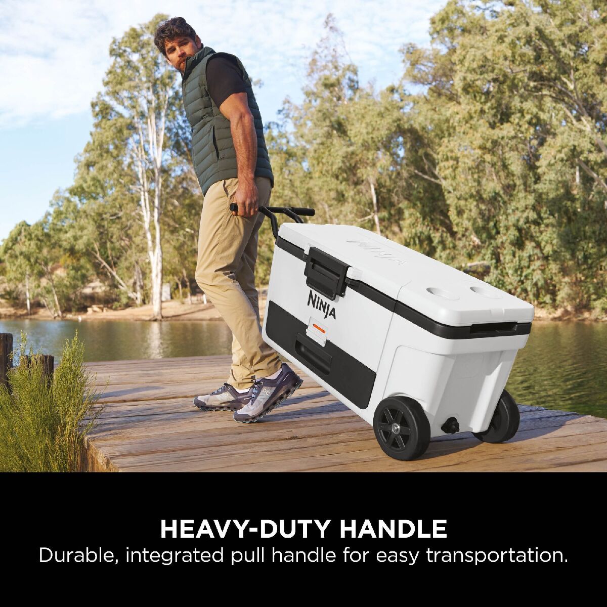 Ninja FB265EUUKWH FrostVault 65QT 61L Wheeled Cooler with Dry Zone Cloud White