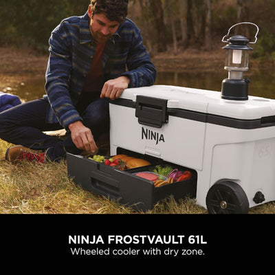 Ninja FB265EUUKWH FrostVault 65QT 61L Wheeled Cooler with Dry Zone Cloud White