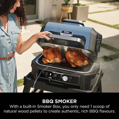 Ninja OG901UK Woodfire Pro Connect XL Electric BBQ Grill & Smoker Blue