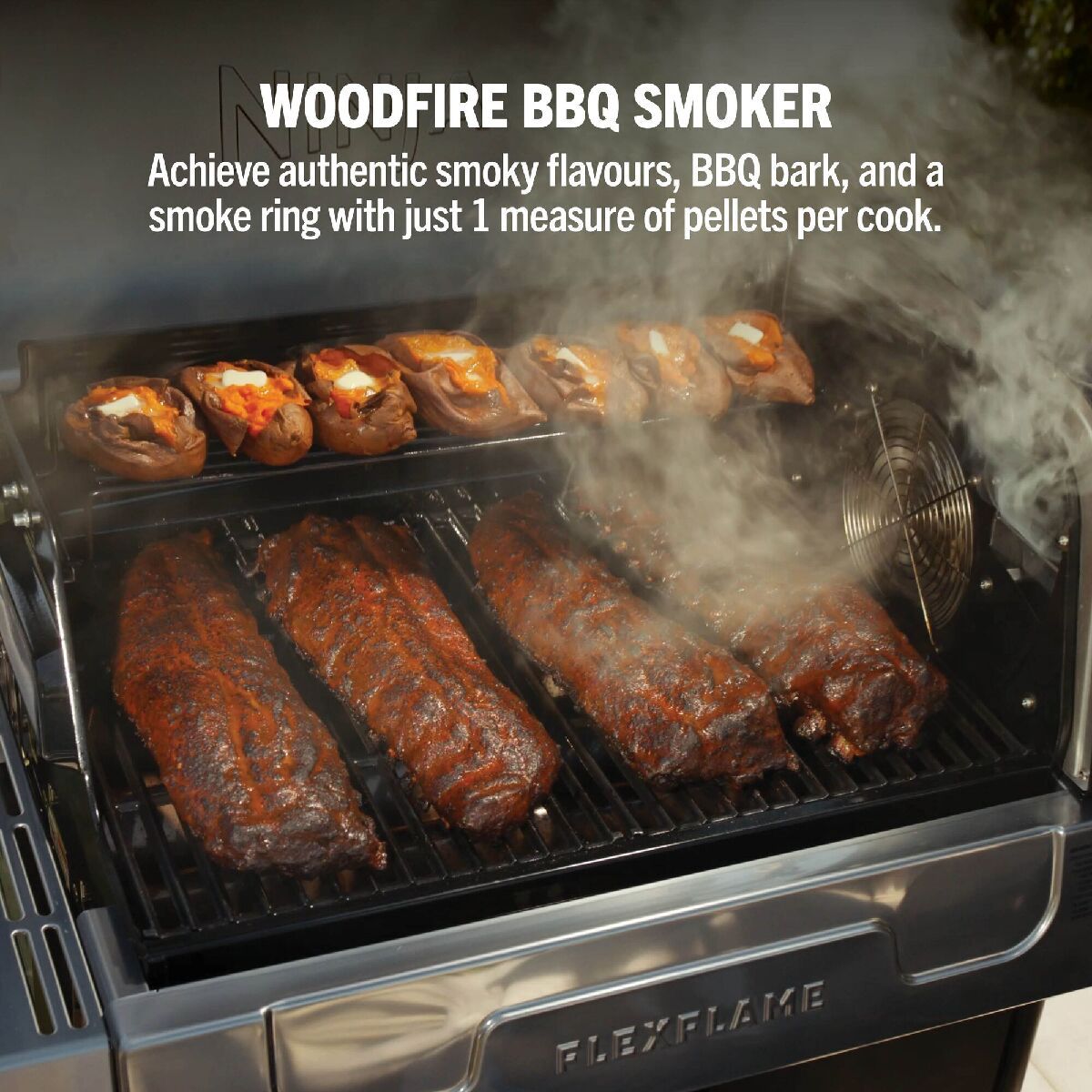 Ninja PG301UK FlexFlame Gas BBQ & Outdoor Cooking System Black Silver