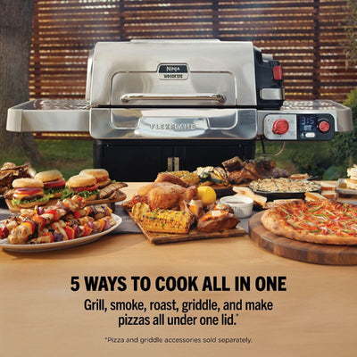 Ninja PG301UK FlexFlame Gas BBQ & Outdoor Cooking System Black Silver