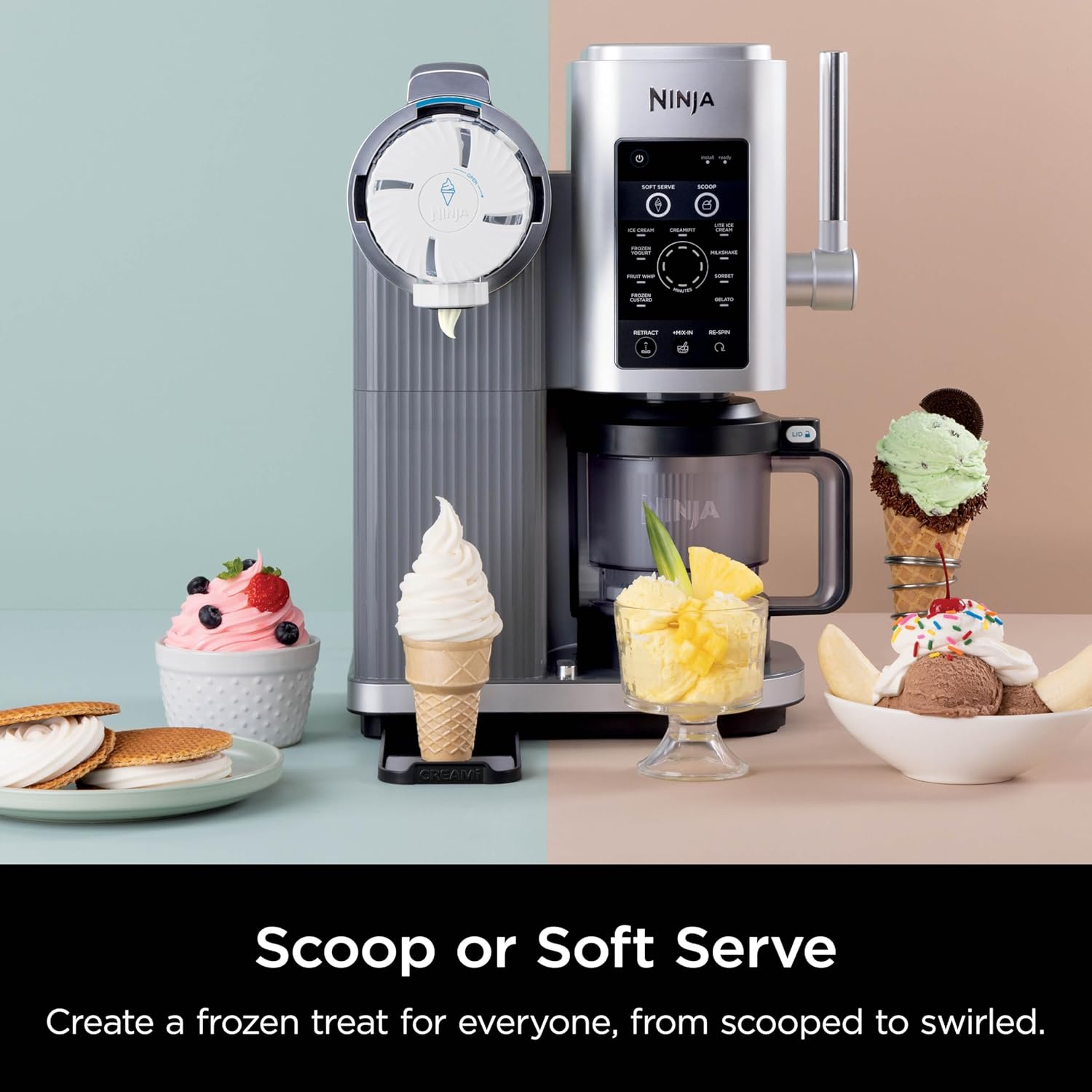 Ninja Swirl by CREAMi 13 in 1 Soft Serve and Ice Cream Maker NC701UK - Platinum Silver