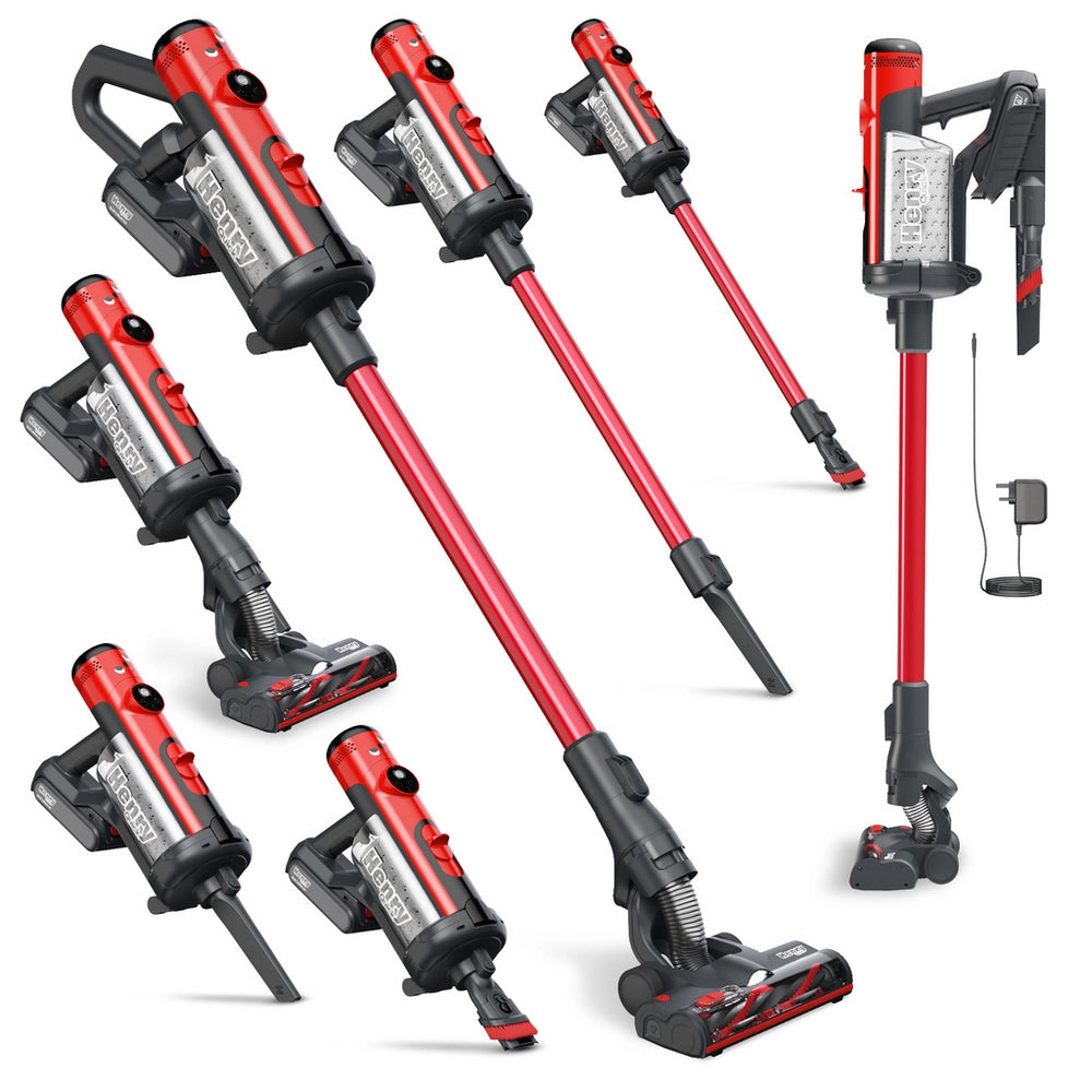 Numatic Henry Quick Cordless Stick Vacuum Cleaner up to 60 Minutes Run Time - Red 916177