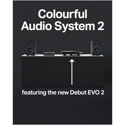 Pro-Ject Colourful Audio System 2 with Debut EVO 2 Turntable MaiA S3 Amplifier and Speaker Box 5 S2 Speakers - Satin Black