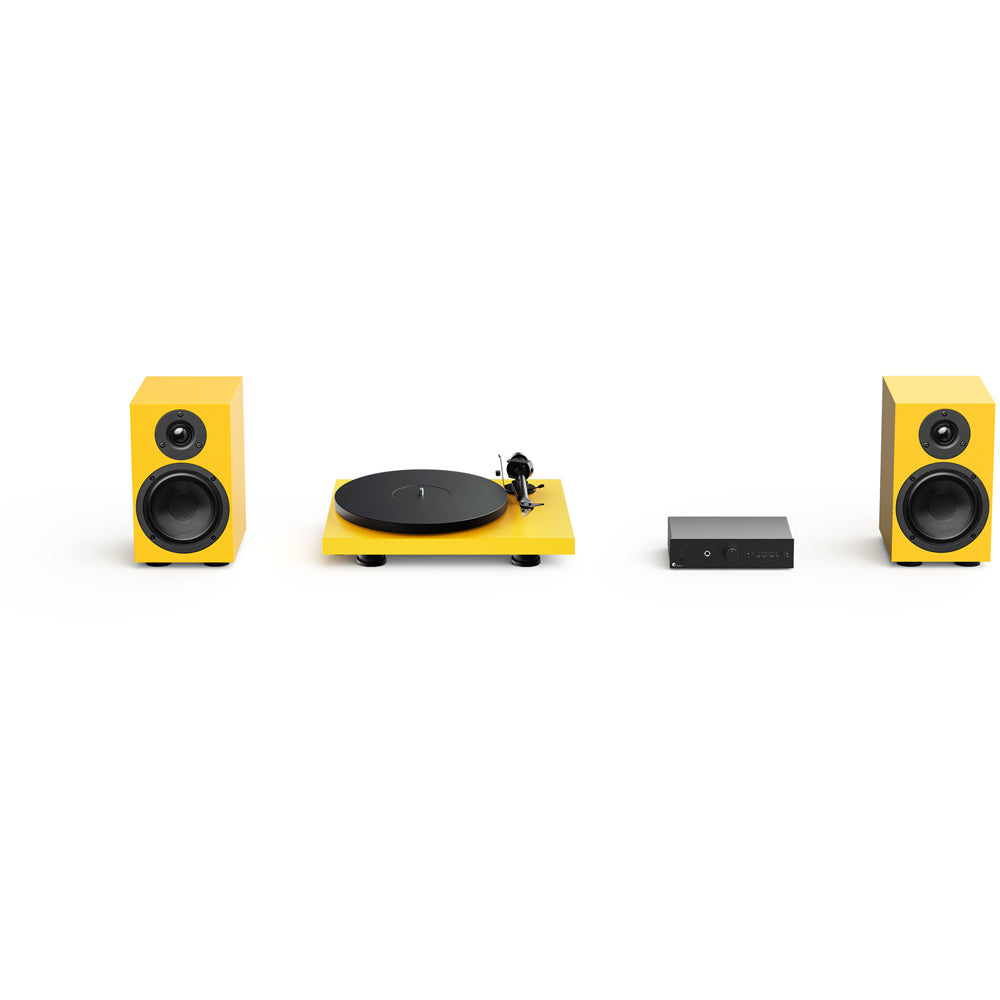 Pro-Ject Colourful Audio System 2 with Debut EVO 2 Turntable MaiA S3 Amplifier and Speaker Box 5 S2 Speakers - Satin Golden Yellow