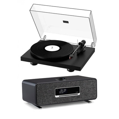 Pro-Ject Debut Carbon EVO Turntable Satin Black and Ruark R3s Music System Charcoal HiFi Package