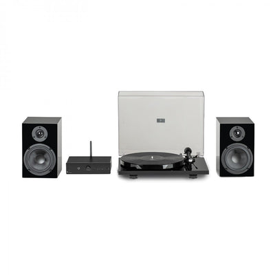 Pro-Ject Stereo Set E1 All-In-One Hi-Fi Set including E1 Turntable with Stereo Box E Integrated Amp and Speaker Box 5E Speakers - Black