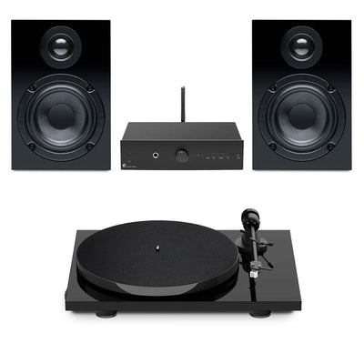 Pro-Ject Stereo Set E1 All-In-One Hi-Fi Set including E1 Turntable with Stereo Box E Integrated Amp and Speaker Box 5E Speakers - Black