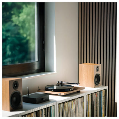 Pro-Ject Stereo Set E1 All-In-One Hi-Fi Set including E1 Turntable with Stereo Box E Integrated Amp and Speaker Box 5E Speakers - Walnut
